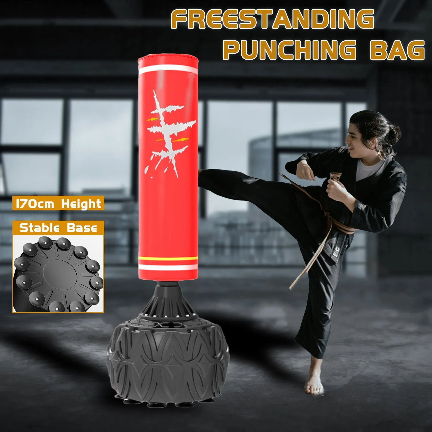 170cm Heavy Boxing Punching Bag Sandbag Free Standing Speed Dummy GYM Kick Training Stand