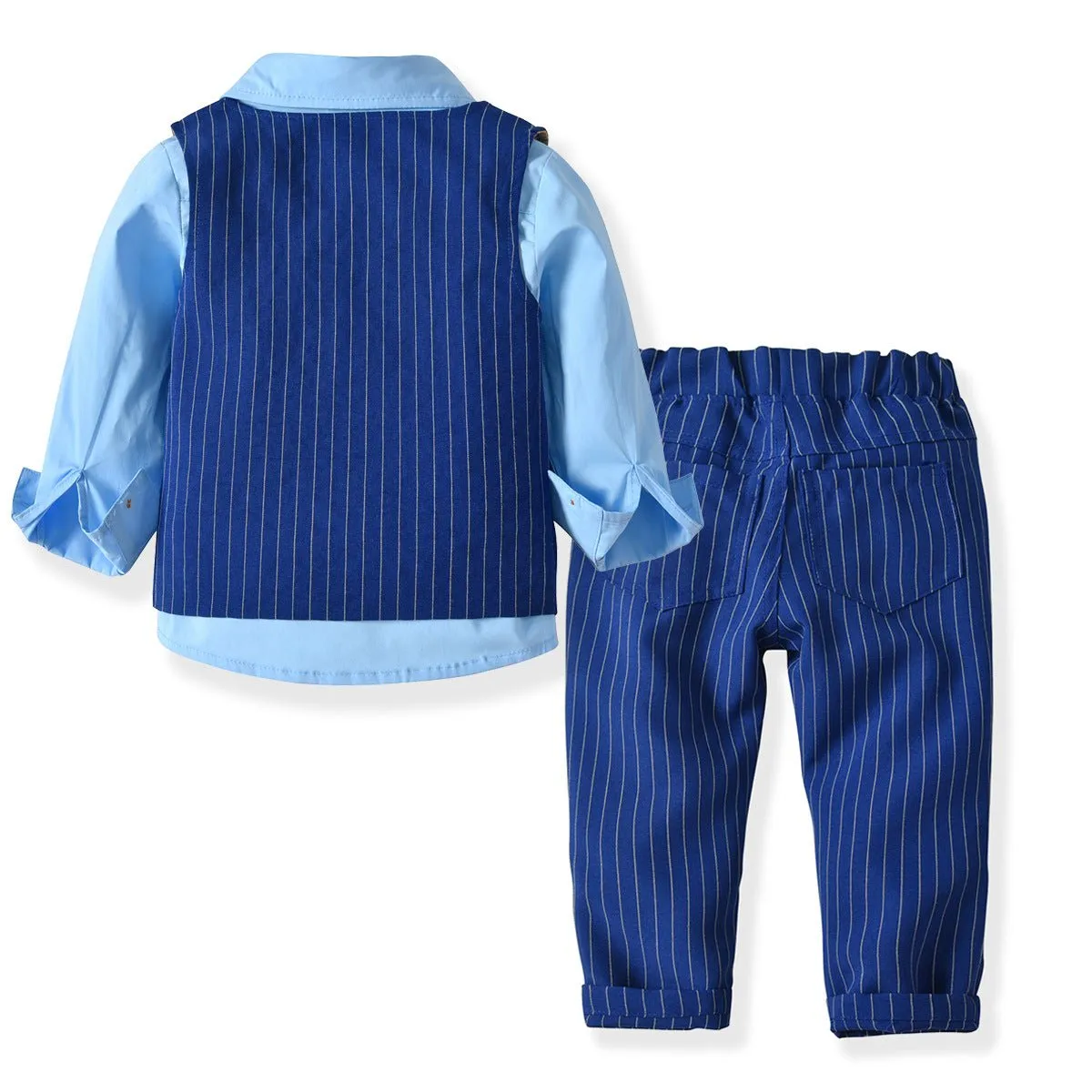 4-Piece Boy's Bow Tie Blue Gentleman Suit (3 Colors)