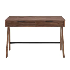 47" Walnut Workstation with Top Storage