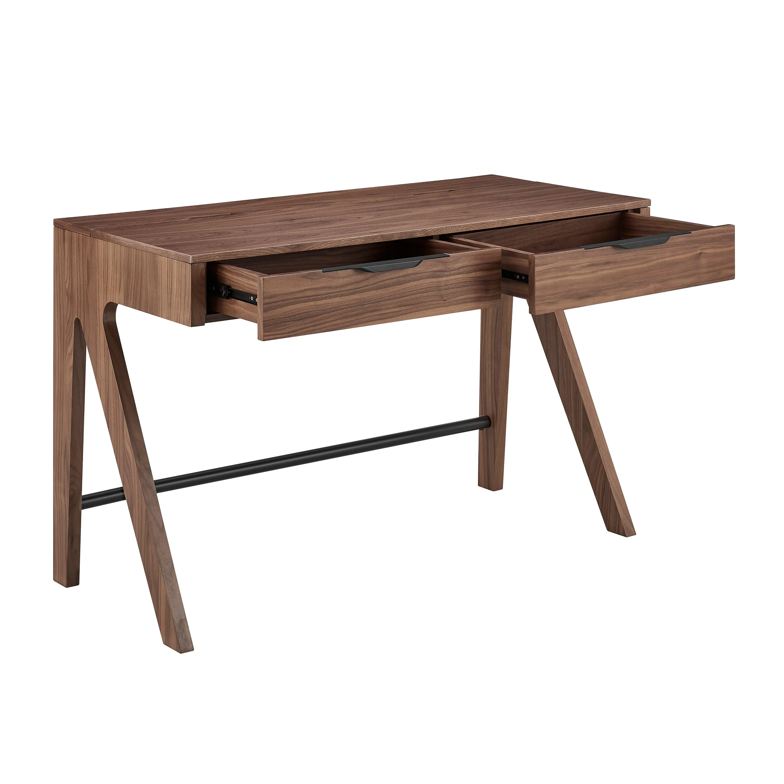 47" Walnut Workstation with Top Storage
