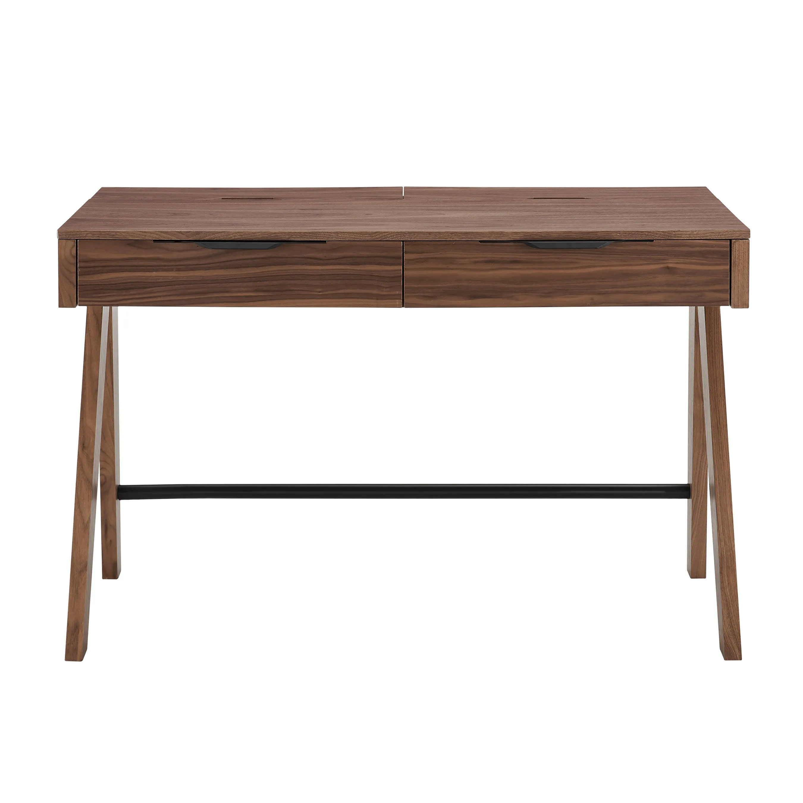 47" Walnut Workstation with Top Storage