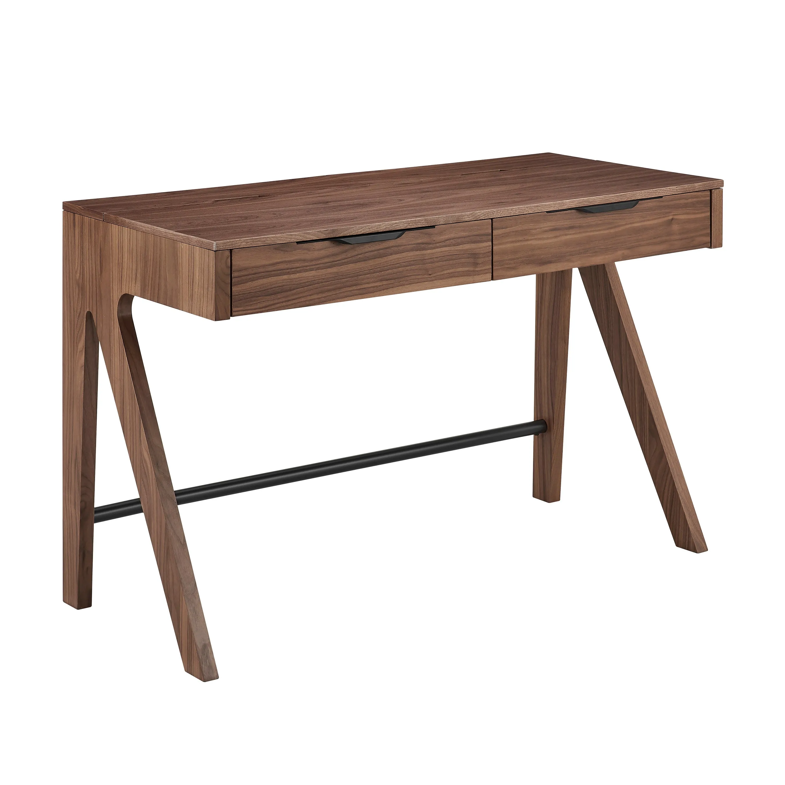47" Walnut Workstation with Top Storage
