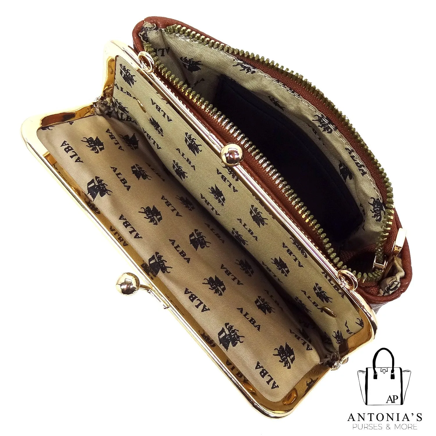 ALBA Fashion Kiss Lock Crossbody Bag- Cow Print