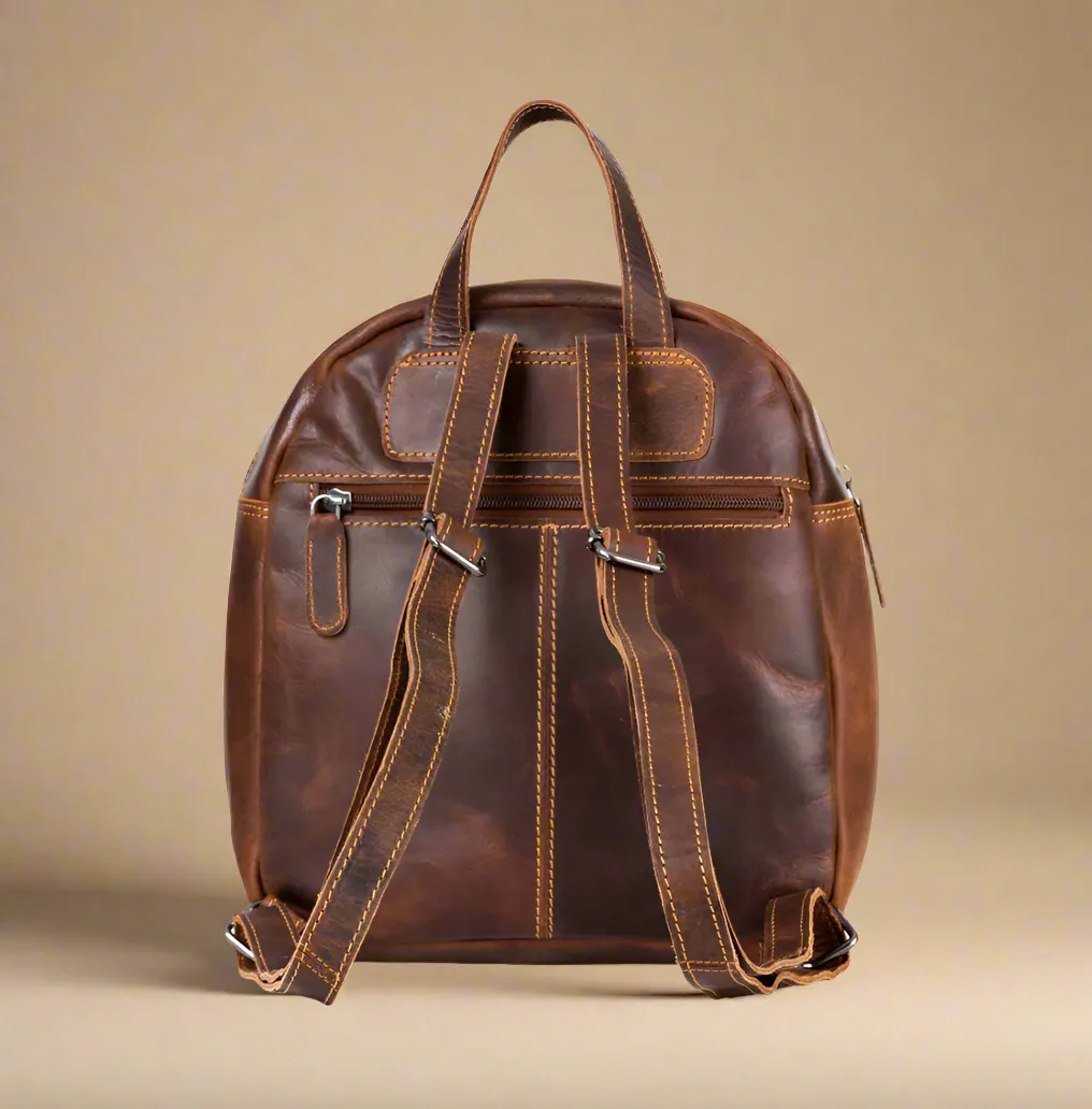 Ariel Brown Leather Backpack | KALGHI