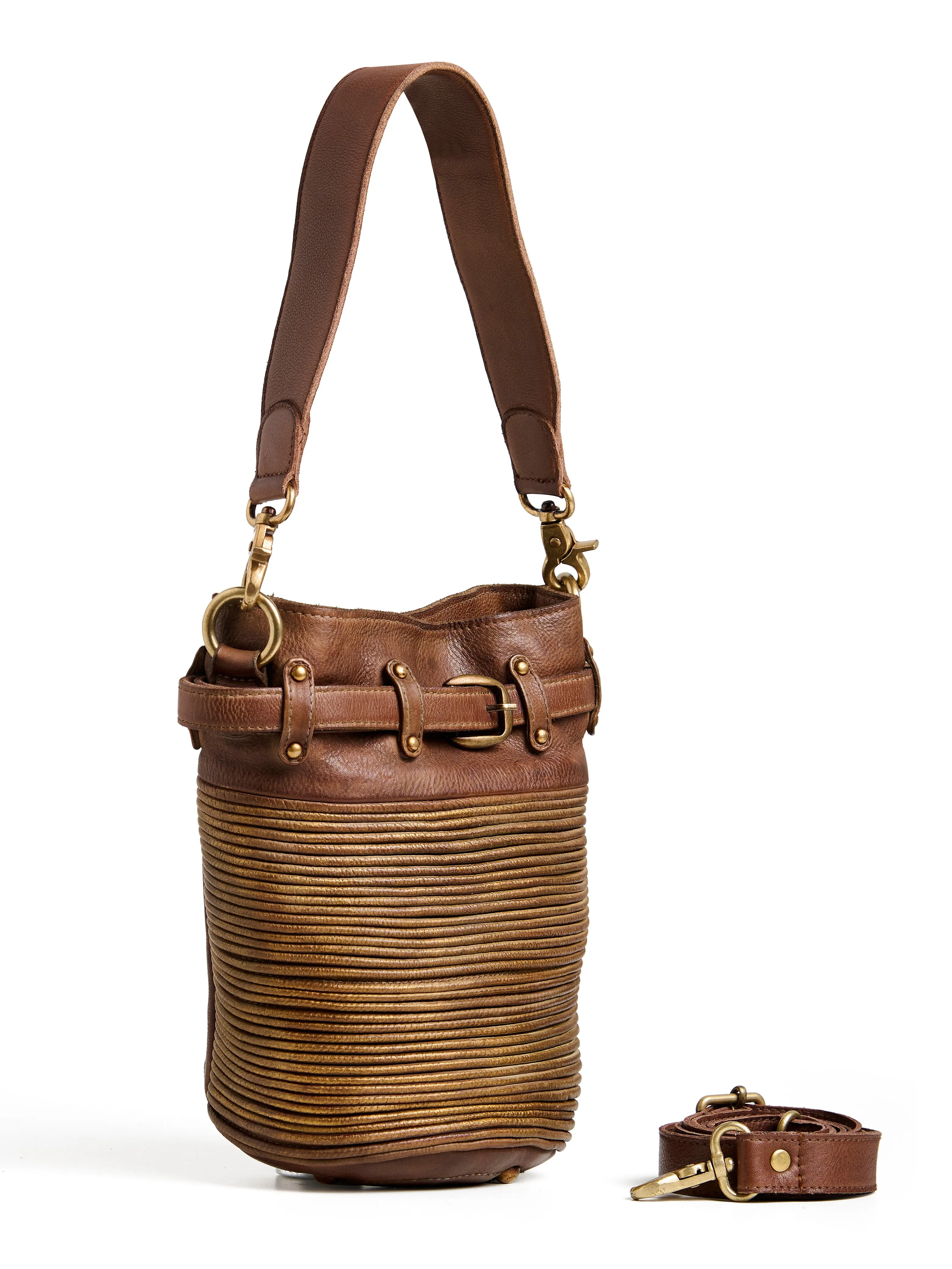 Art N Vintage Inspired Womens Textured Leather Bucket Bag Navy Blue