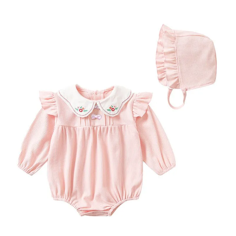 Baby Girl Pink Long Sleeve Onesie with Hat Set