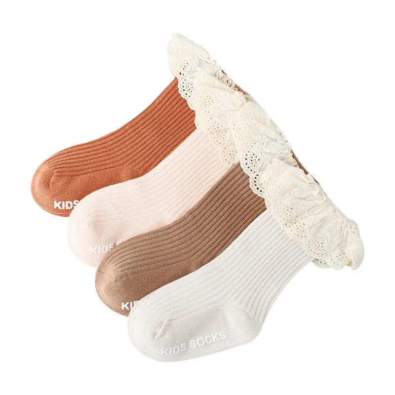 Baby Girl Ruffled Solid Color Socks
