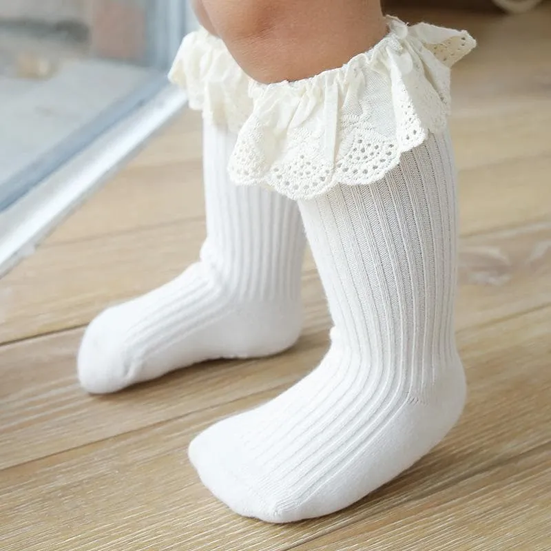 Baby Girl Ruffled Solid Color Socks