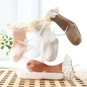 Baby Girl Ruffled Solid Color Socks