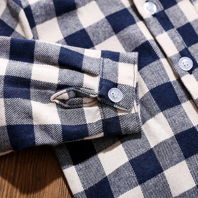 Baby Plaid Print   Lapel Collar Short/Long Sleeve Jumpsuit (4 Colors)
