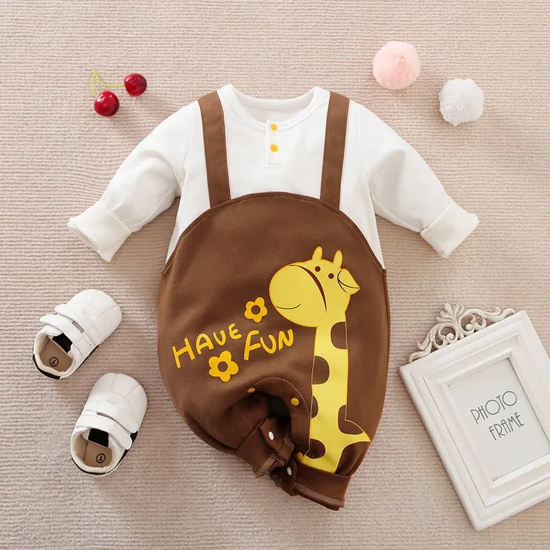 Baby's Long Sleeve Cute Cartoon Premium Cotton Jumpsuit (7 Designs)