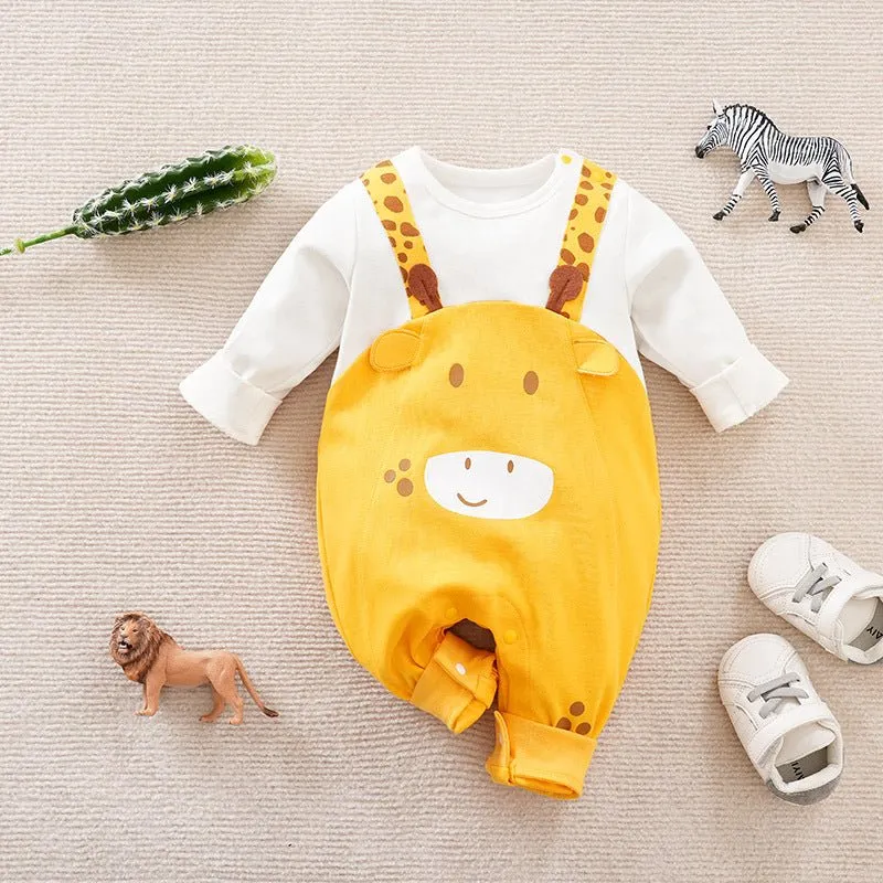 Baby's Long Sleeve Cute Cartoon Premium Cotton Jumpsuit (7 Designs)
