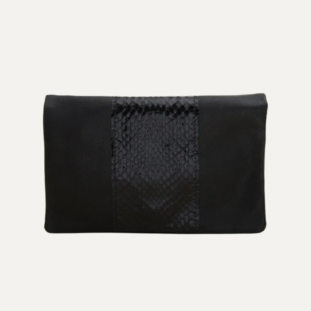 Belt Bag | Black   Black Snake Print Stripe "The San Fran"