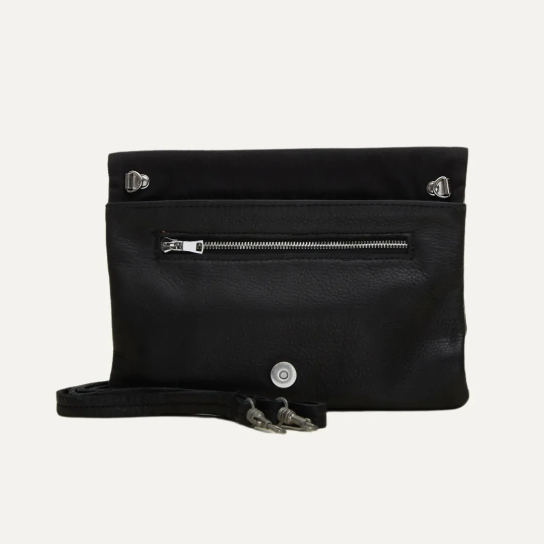 Belt Bag | Black   Black Snake Print Stripe "The San Fran"