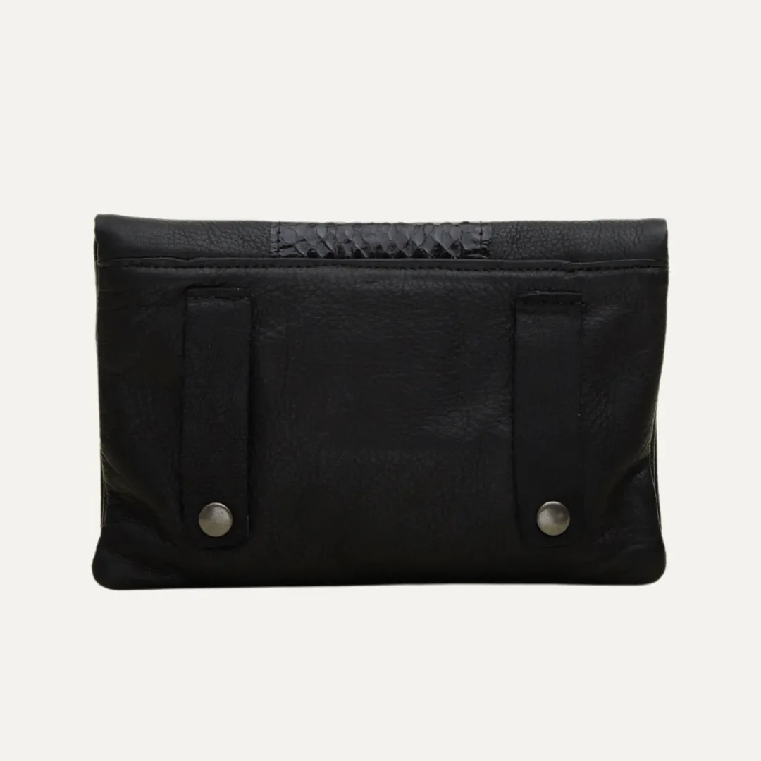 Belt Bag | Black   Black Snake Print Stripe "The San Fran"