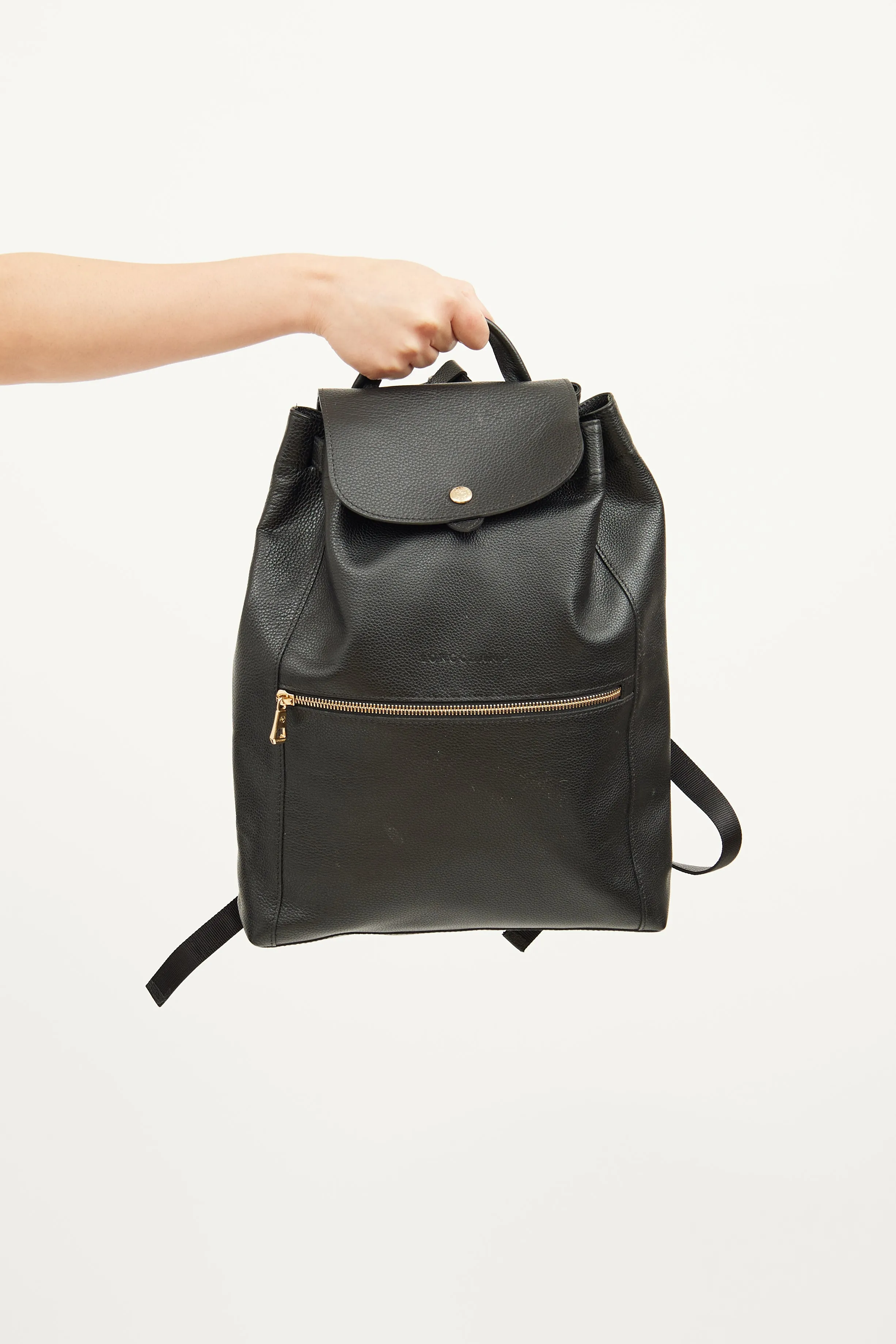 Black Leather Le Foulonne Backpack