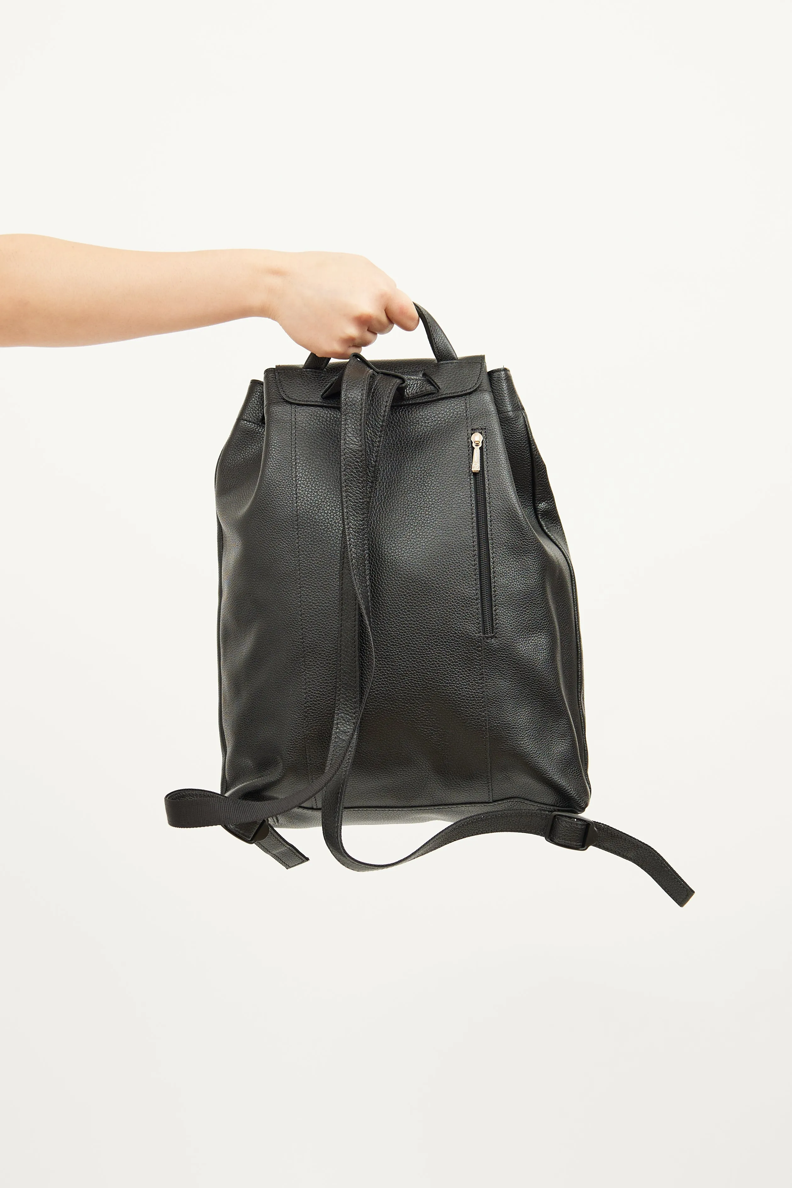 Black Leather Le Foulonne Backpack