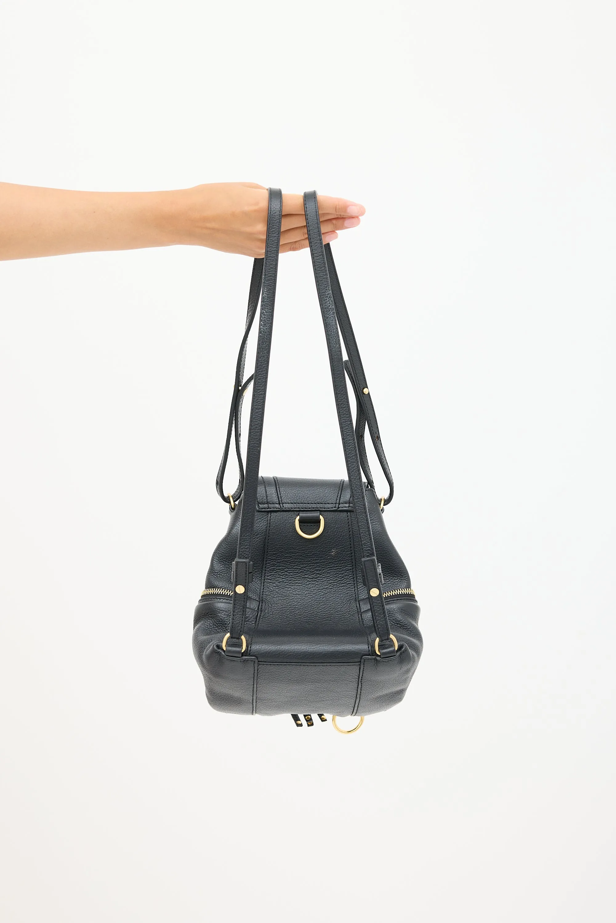 Black Leather Olga Backpack