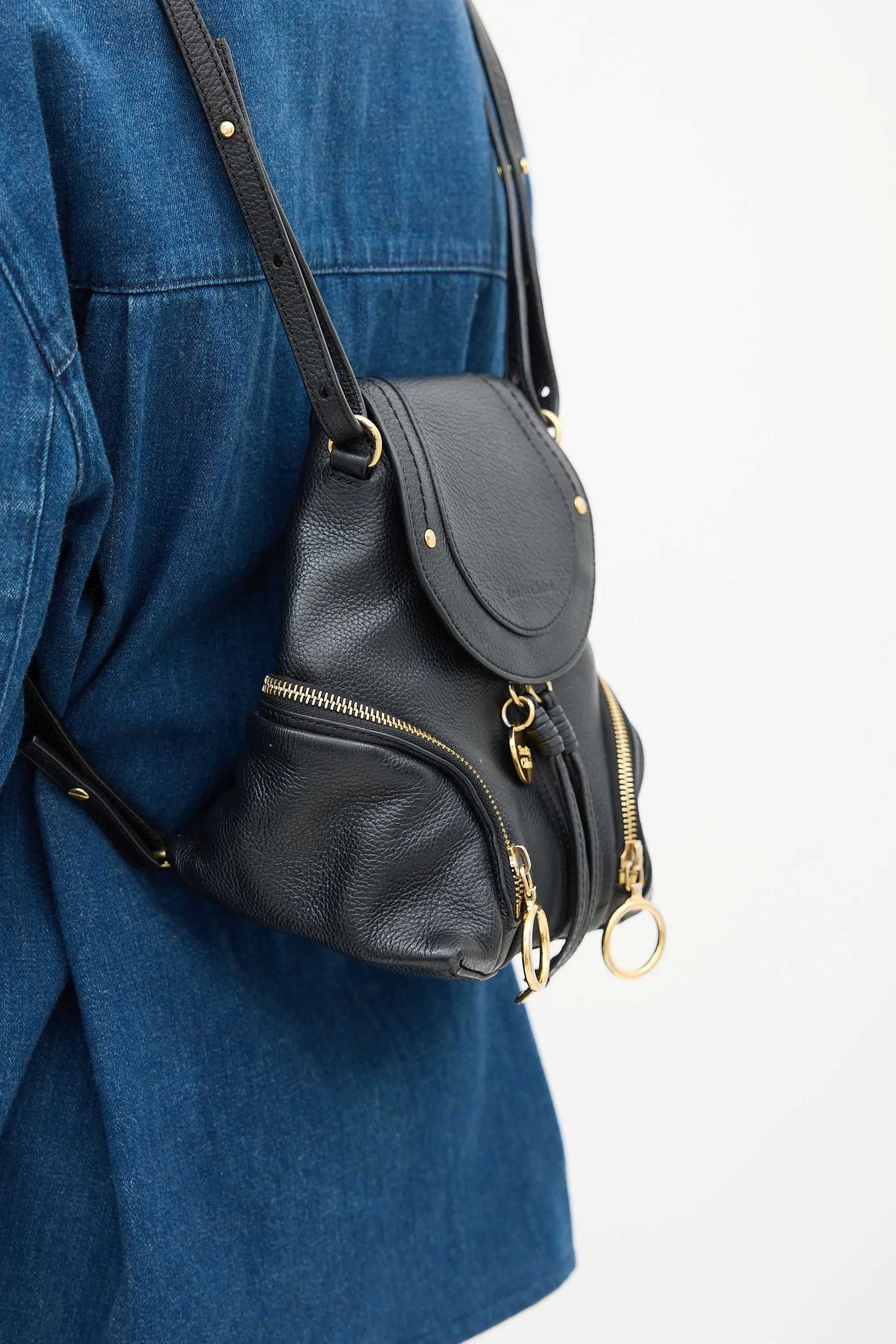 Black Leather Olga Backpack