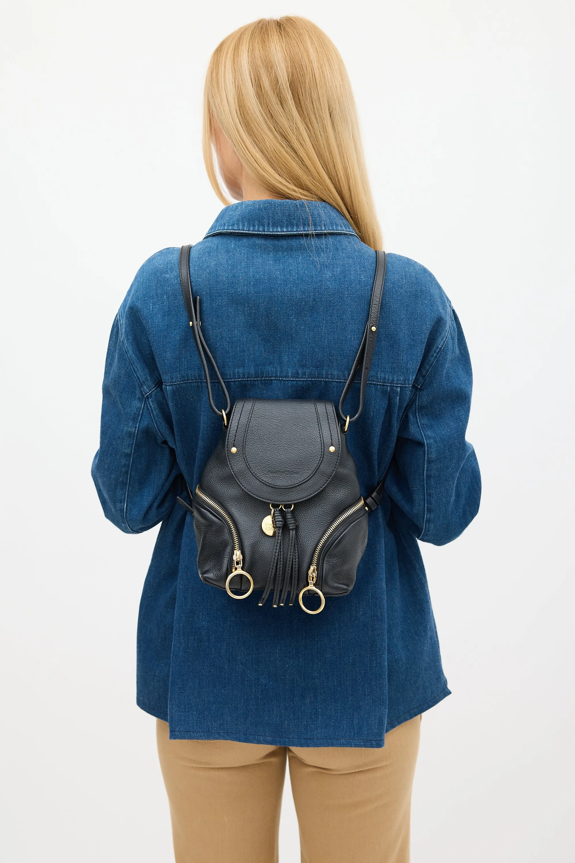 Black Leather Olga Backpack