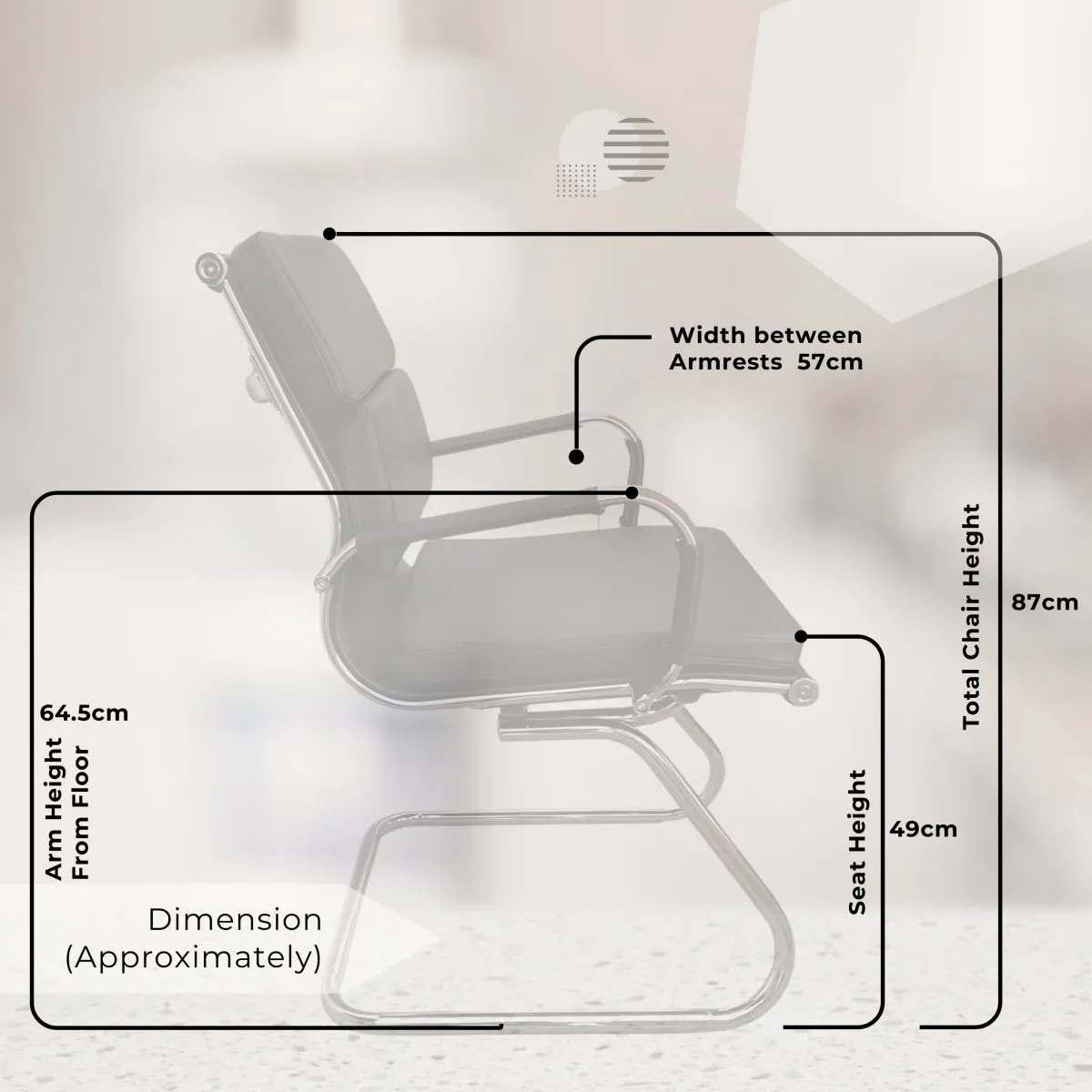 Black Modern Reception Guest Office Chair with Soft Padded PU Leather Seat and Cantilever Leg - Ergonomic Design for Office Visitors in Waiting Rooms or Conference & Meeting Rooms