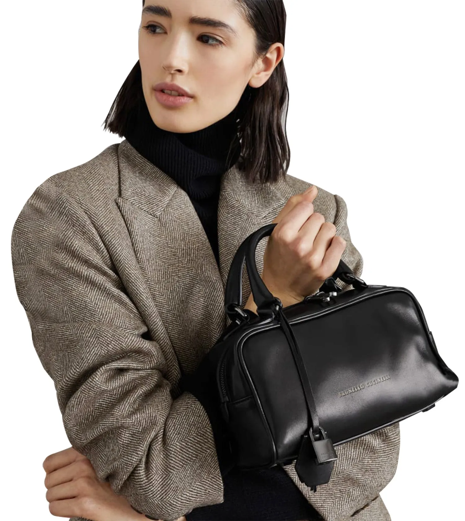 BRUNELLO CUCINELLI Glossy Nappa Boston Top Handle Bag