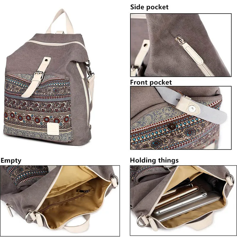 Canvas Women Backpack Casual College Bookbag