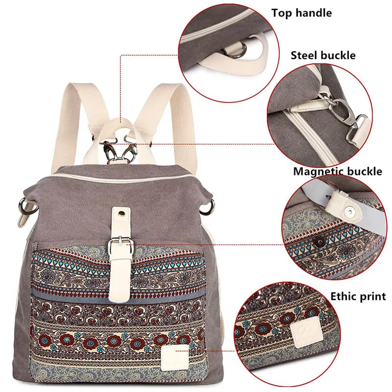 Canvas Women Backpack Casual College Bookbag