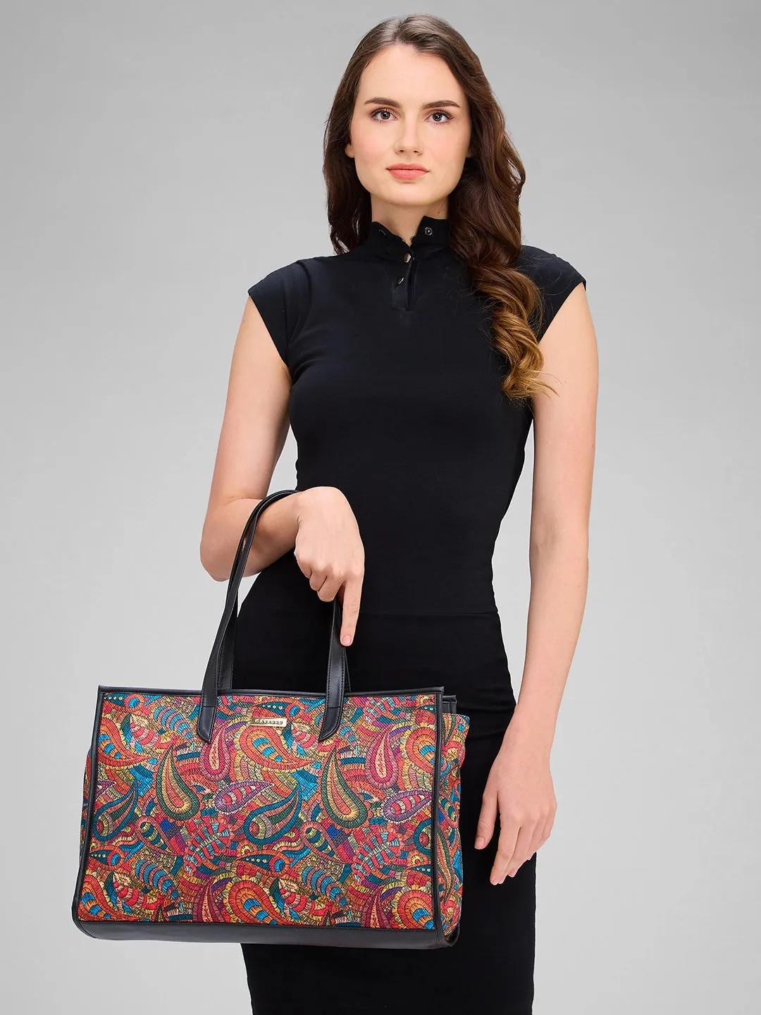 Caprese Kaya Tote Large Printed Womens Handbag Red