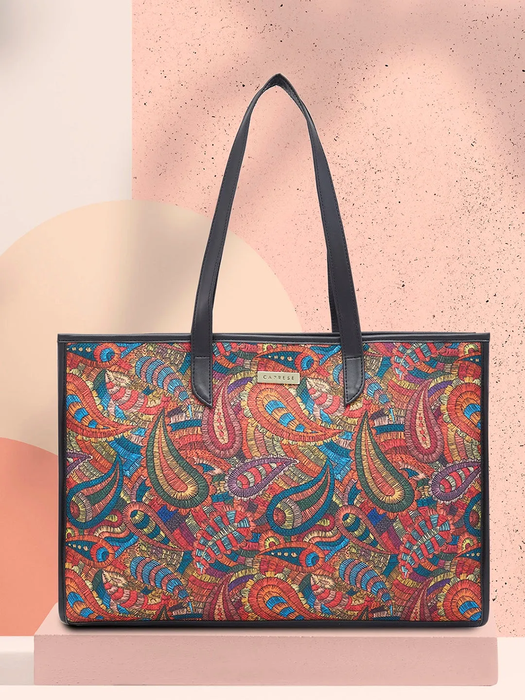 Caprese Kaya Tote Large Printed Womens Handbag Red