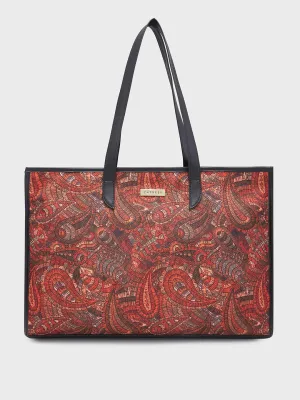Caprese Kaya Tote Large Printed Womens Handbag Red