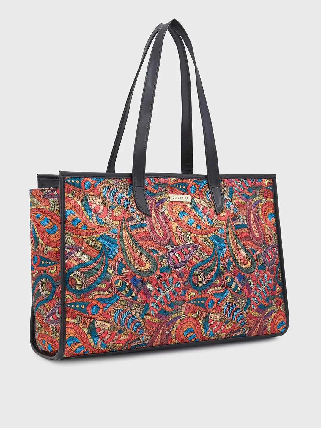 Caprese Kaya Tote Large Printed Womens Handbag Red
