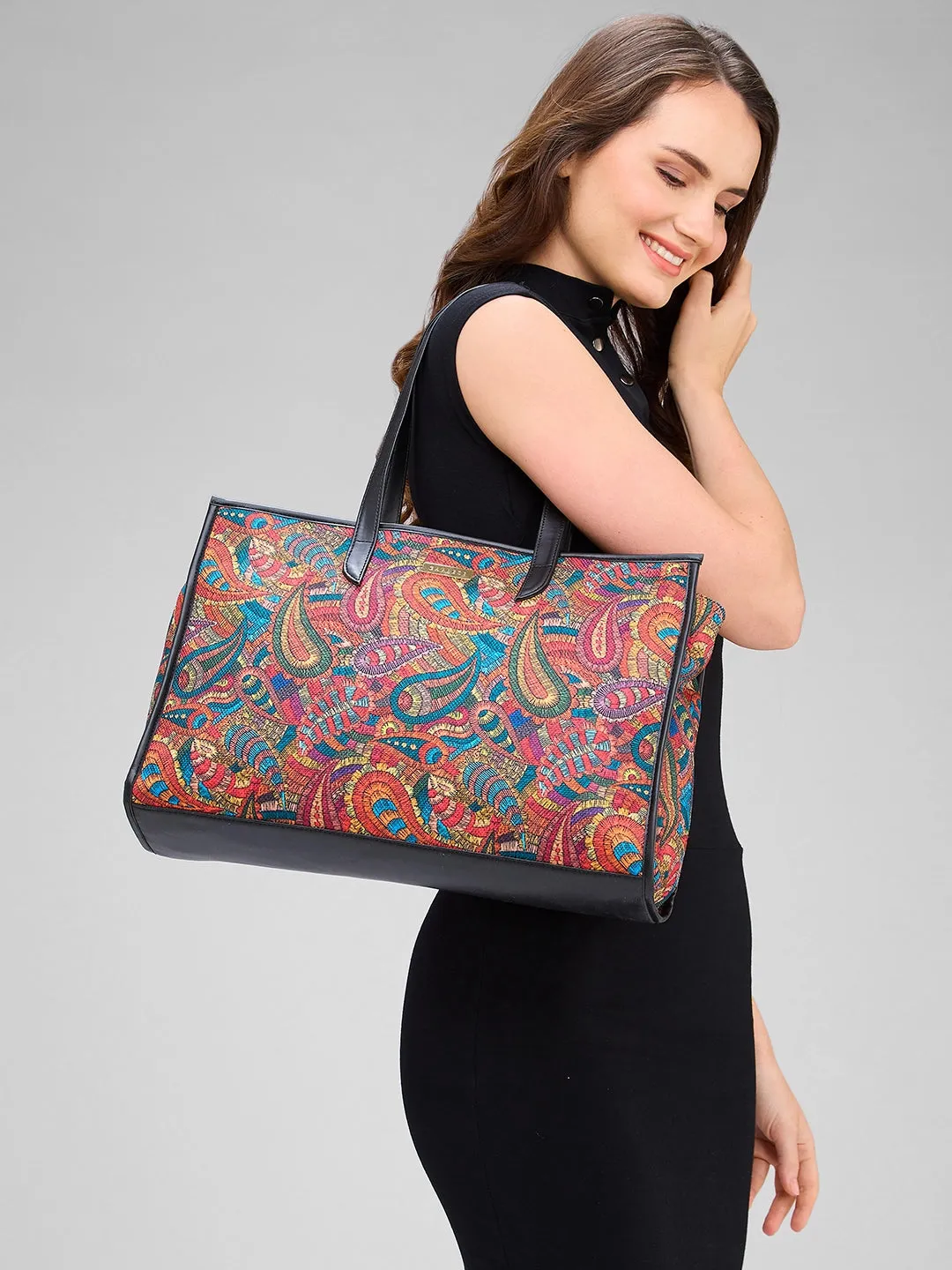 Caprese Kaya Tote Large Printed Womens Handbag Red