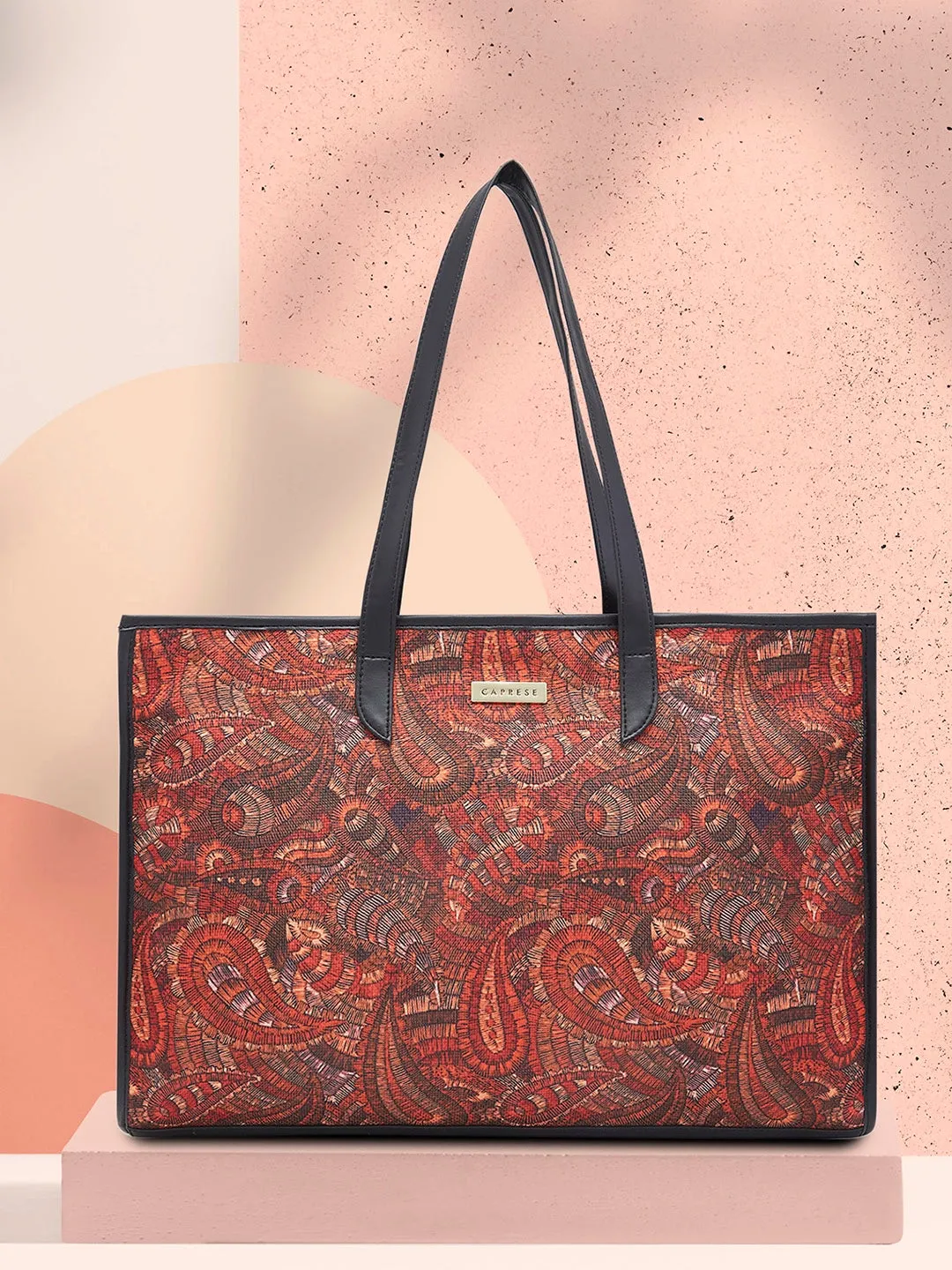 Caprese Kaya Tote Large Printed Womens Handbag Red