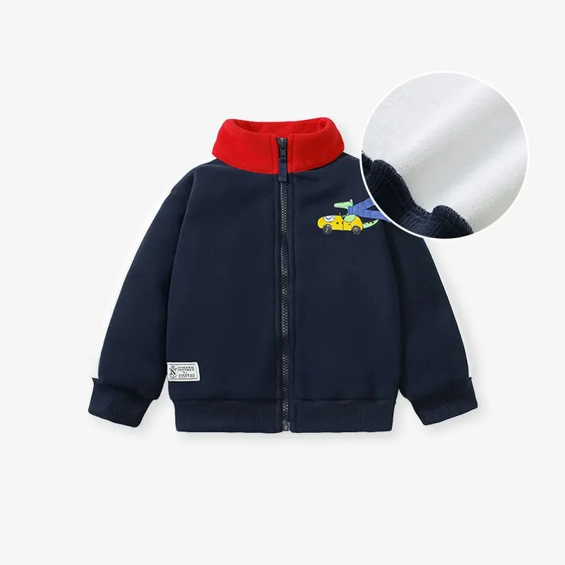 Car Print Design Casual Cotton Jacket for Winter