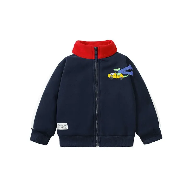 Car Print Design Casual Cotton Jacket for Winter