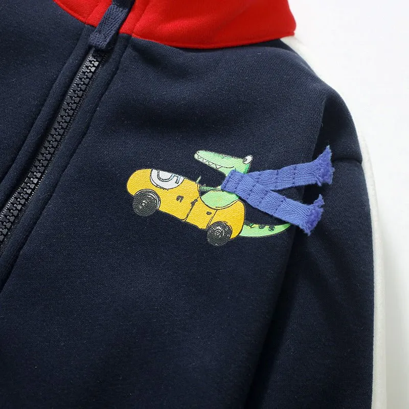 Car Print Design Casual Cotton Jacket for Winter