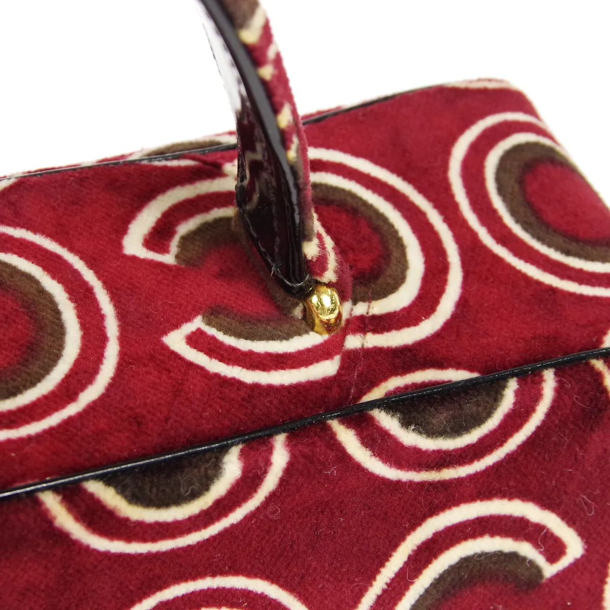CHANEL 2001-2003 COCO Handbag Bordeaux Velvet 26588
