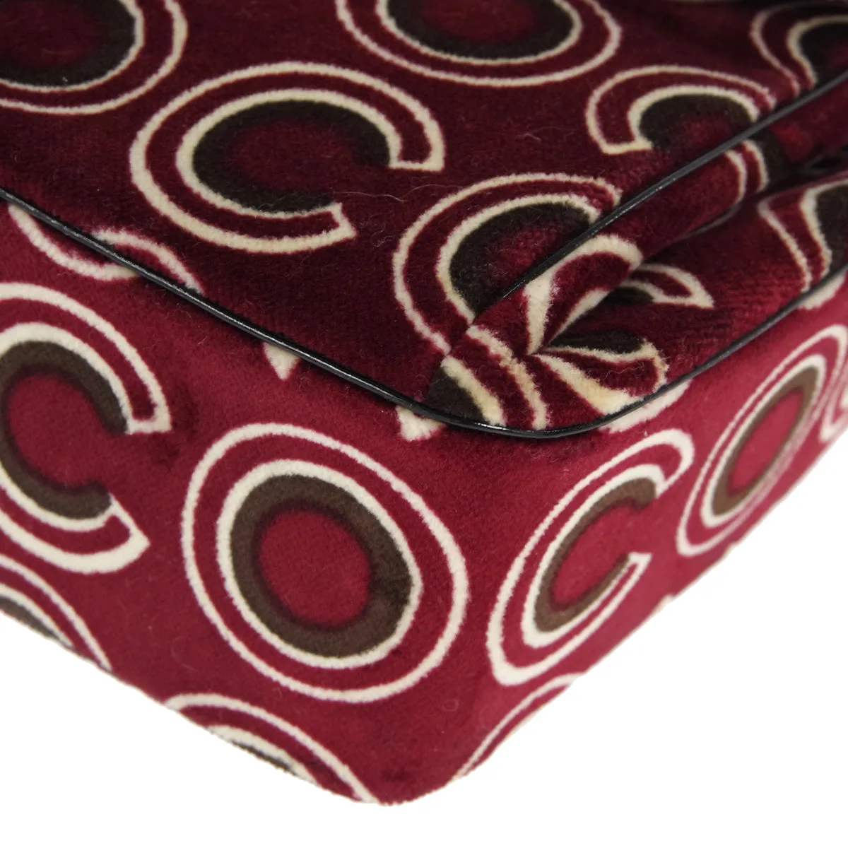 CHANEL 2001-2003 COCO Handbag Bordeaux Velvet 26588