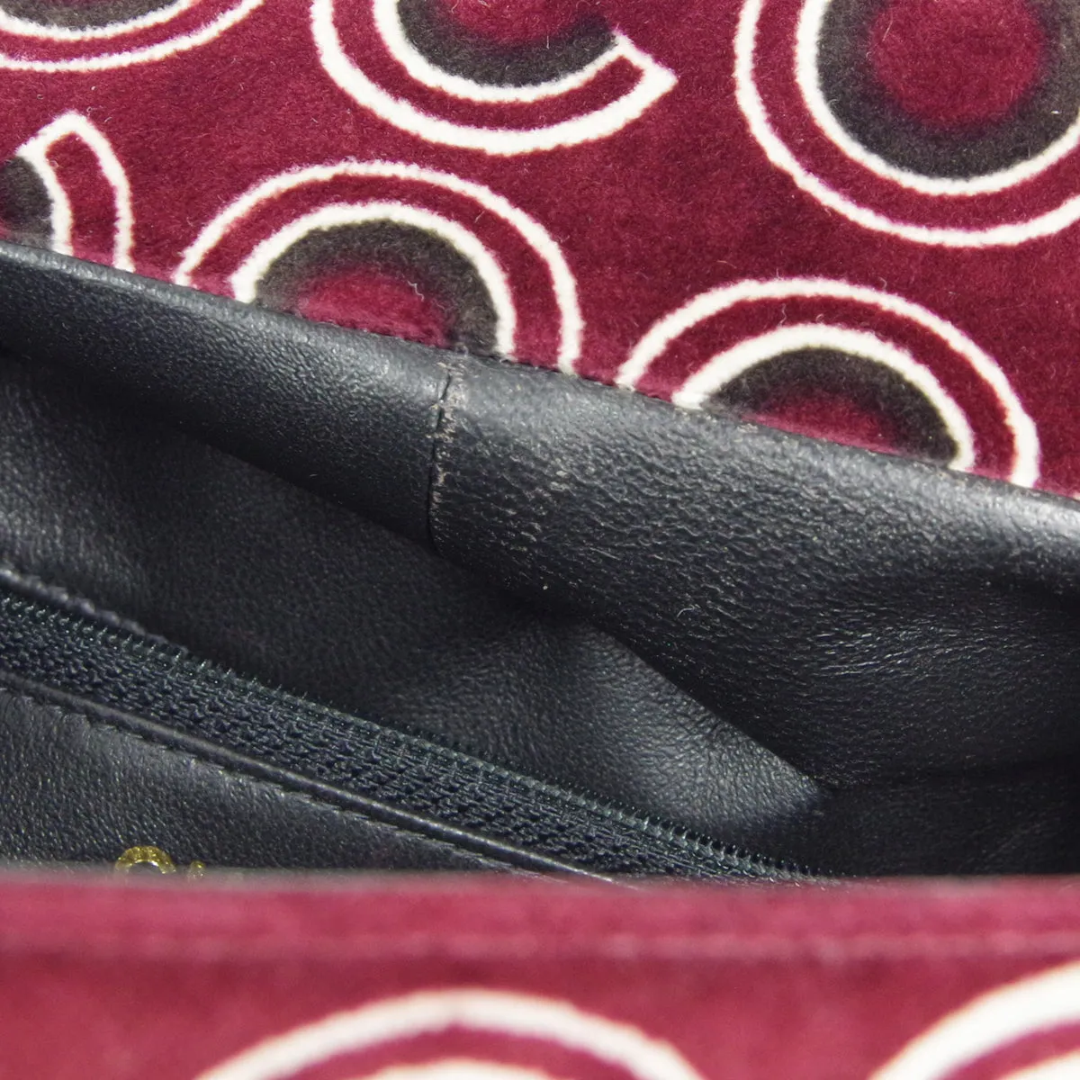 CHANEL 2001-2003 COCO Handbag Bordeaux Velvet 26588