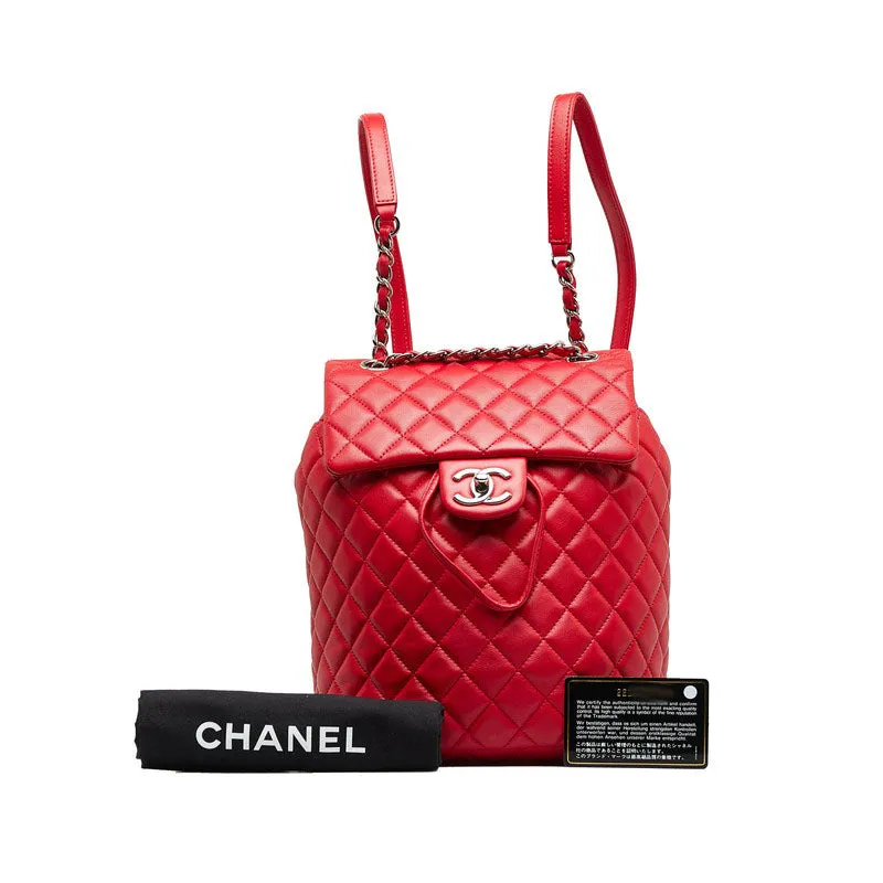 Chanel CC Quilted Leather Chain Backpack Leather Backpack in Excellent condition