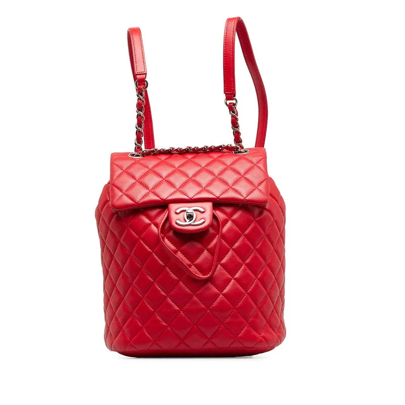 Chanel CC Quilted Leather Chain Backpack Leather Backpack in Excellent condition