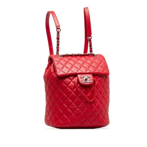 Chanel CC Quilted Leather Chain Backpack Leather Backpack in Excellent condition