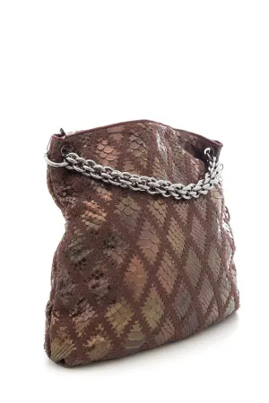 Chanel Purple Snakeskin Shimmer Hobo Handbag