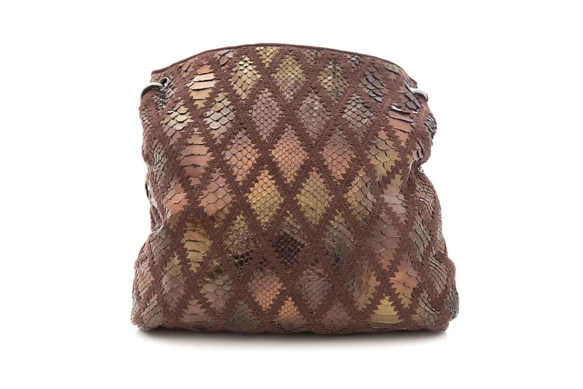 Chanel Purple Snakeskin Shimmer Hobo Handbag