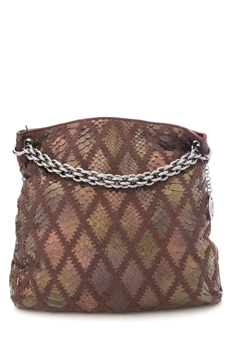 Chanel Purple Snakeskin Shimmer Hobo Handbag