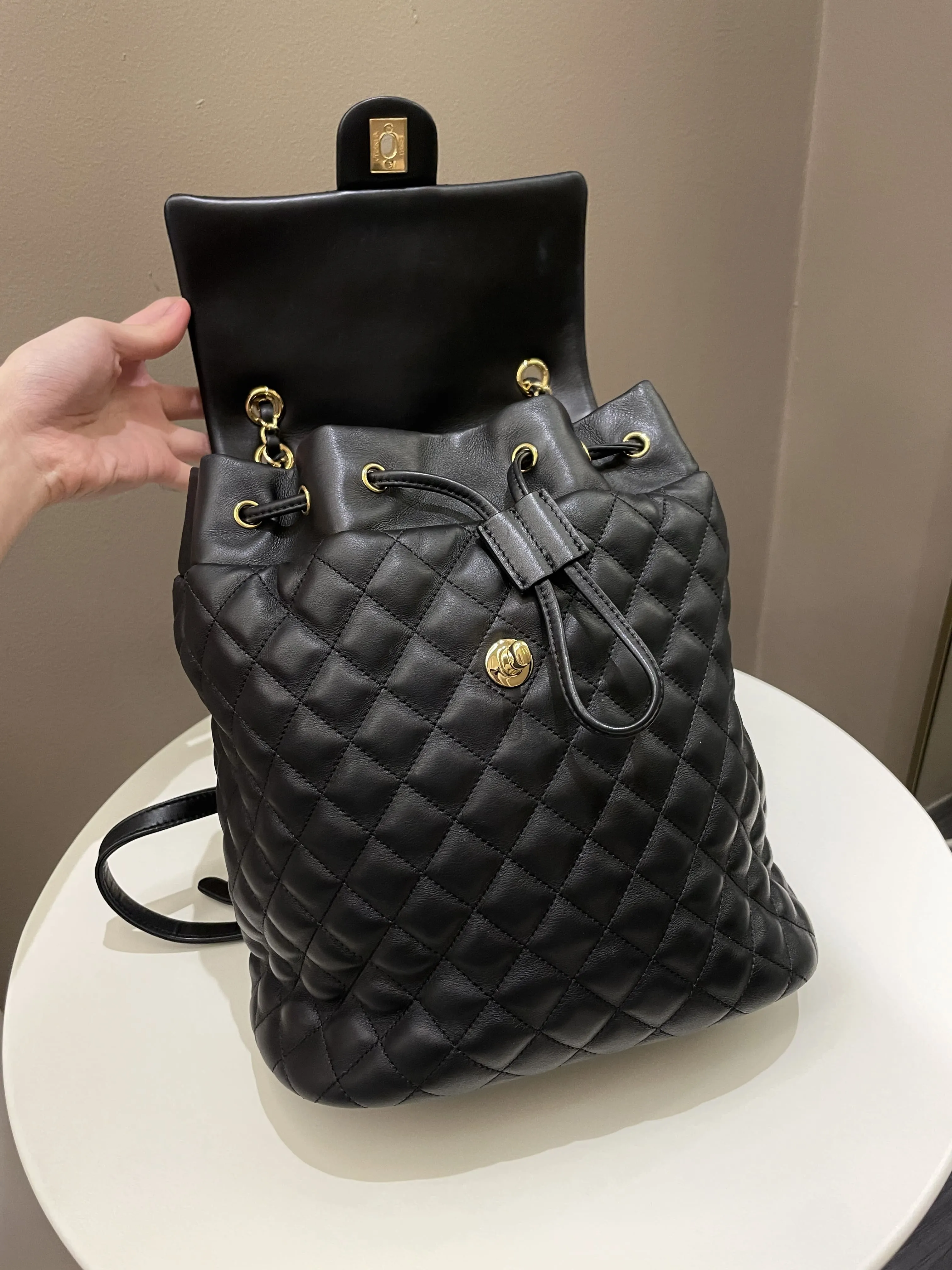 Chanel Quilted Urban Spirit Backpack Black Calfskin