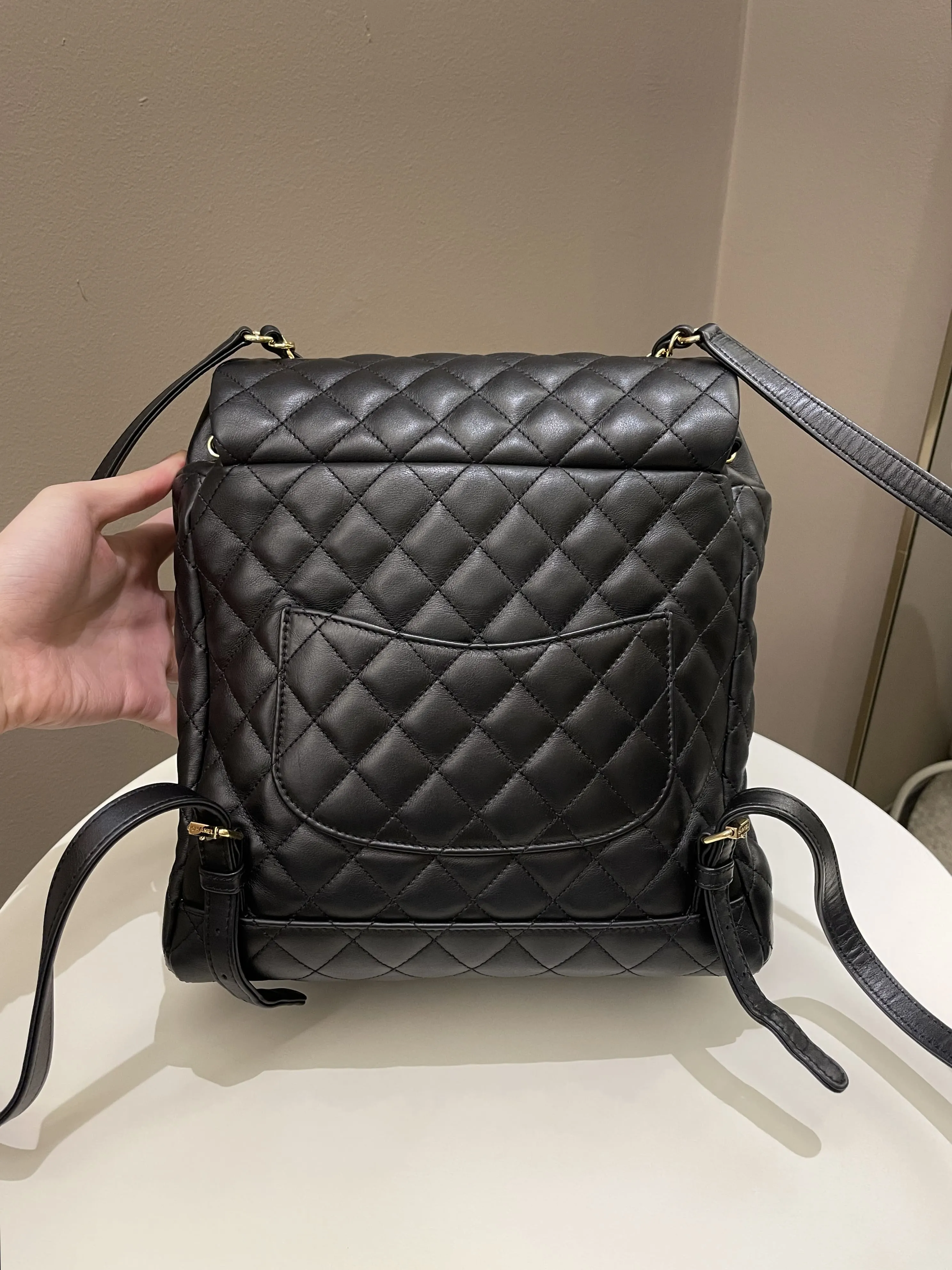 Chanel Quilted Urban Spirit Backpack Black Calfskin