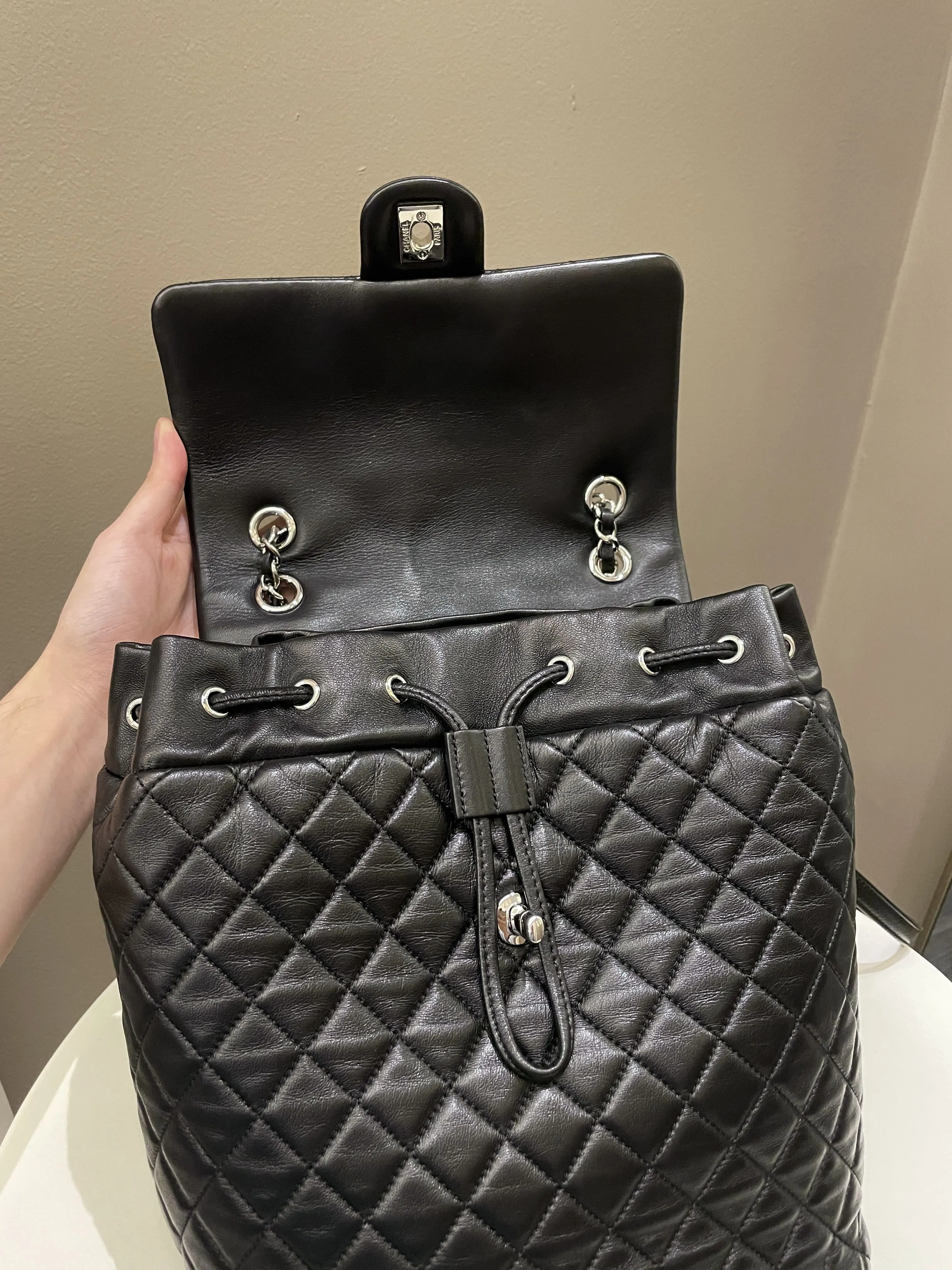 Chanel Quilted Urban Spirit Backpack Black Lambskin
