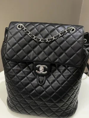 Chanel Quilted Urban Spirit Backpack Black Lambskin